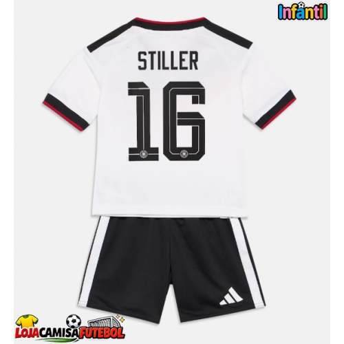 Camisa de Futebol Alemanha Angelo Stiller #16 Equipamento Principal Infantil Mundo 2026 Manga Curta (+ Calças curtas)